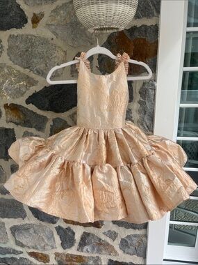 Pleiades Girls Holiday Tiered Shortie Dress in Rose Gold